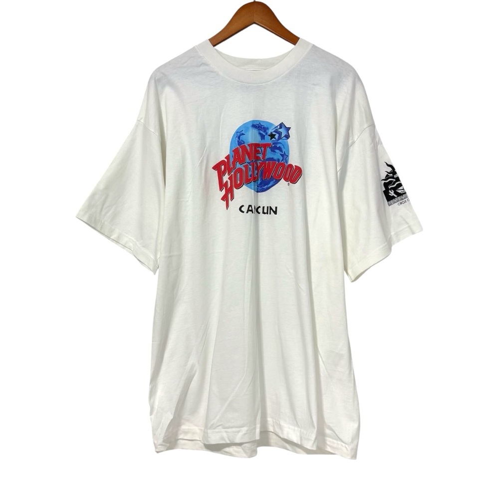 Vintage Y2K Men’s XL Planet Hollywood Mexico White Blue Red Graphic Tee Shirt